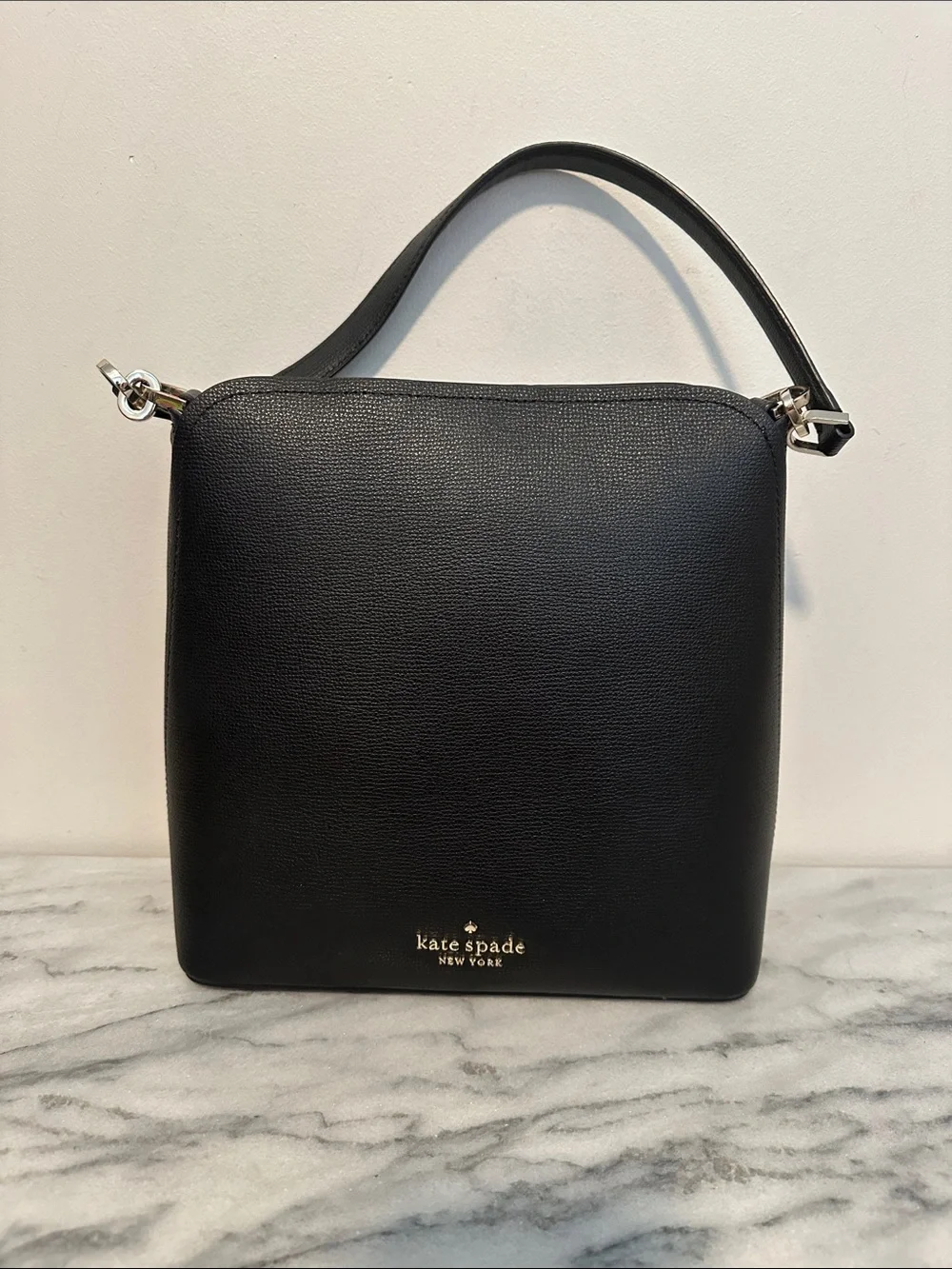 kate spade Darcy Black Leather Shoulder Bag with Gold Logo